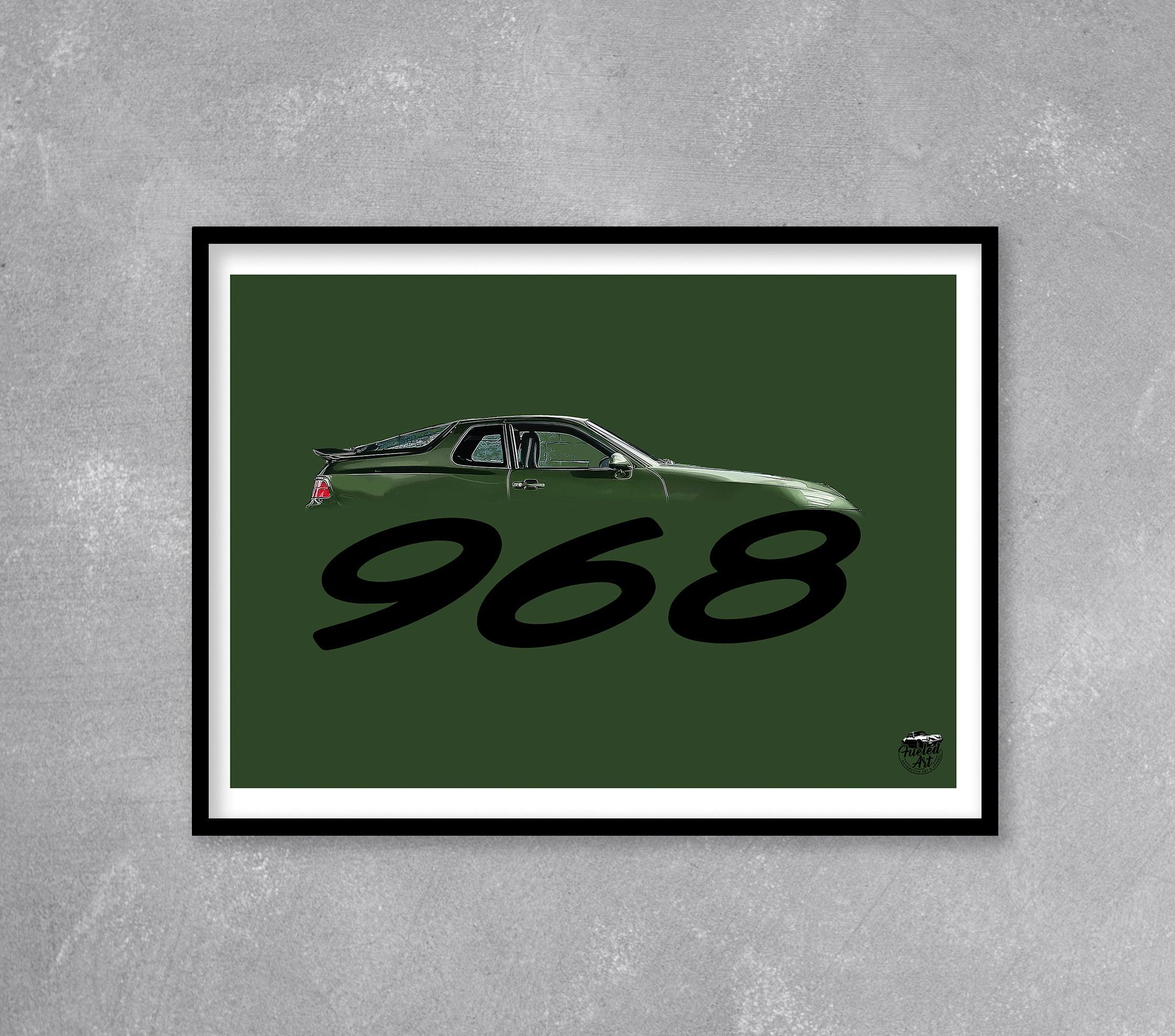 Porsche 968 Print - Oak Green - Fueled.art