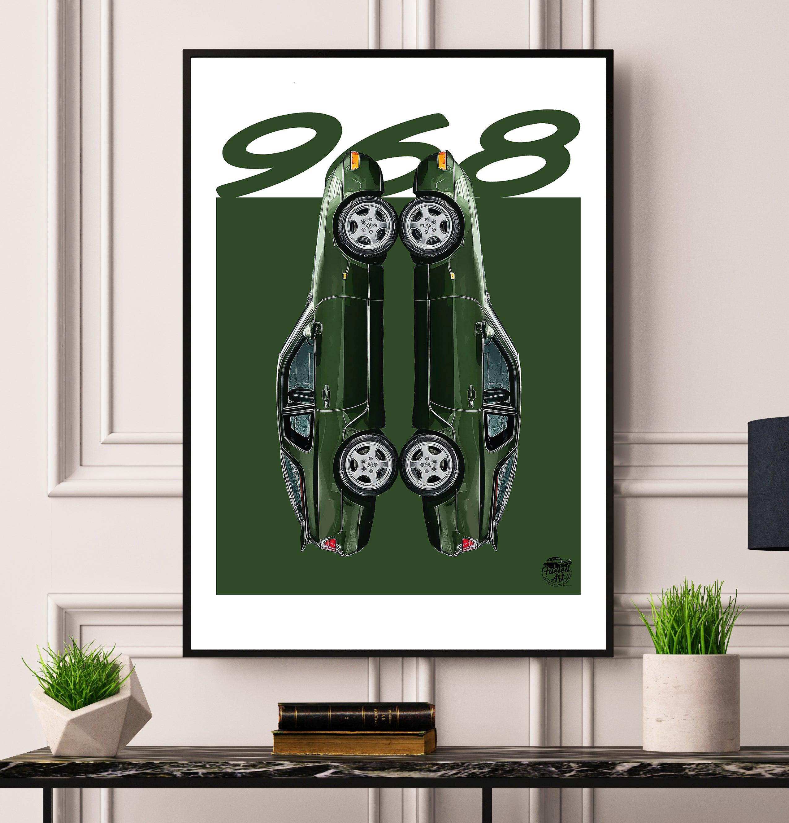 Porsche 968 Print - Oak Green - Fueled.art