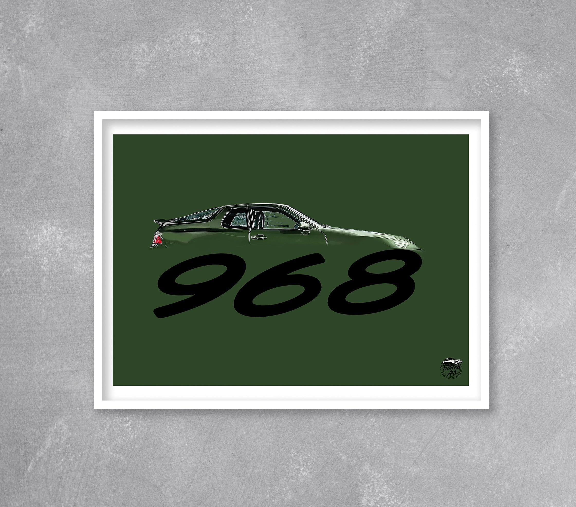 Porsche 968 Print - Oak Green - Fueled.art