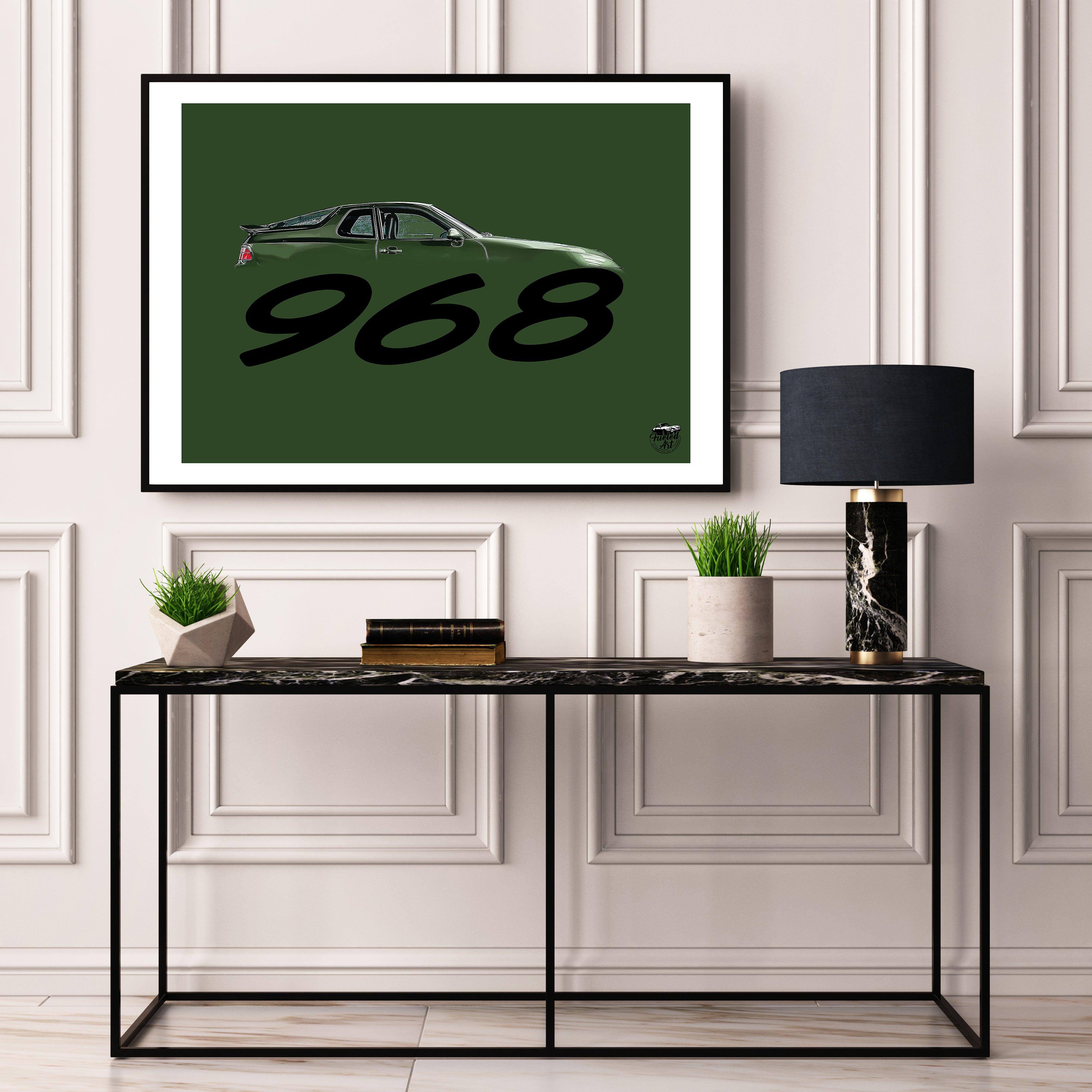 Porsche 968 Print - Oak Green - Fueled.art