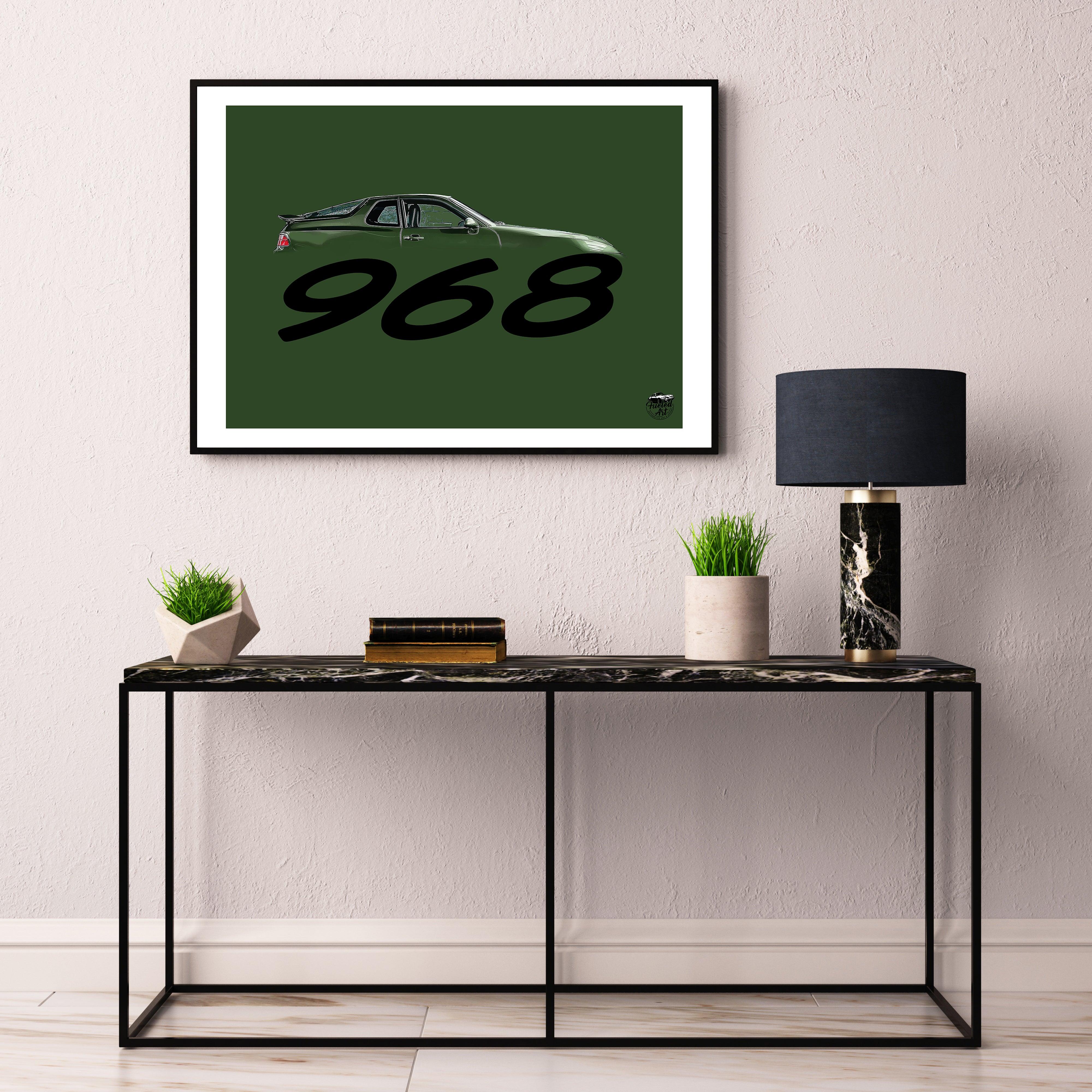 Porsche 968 Print - Oak Green - Fueled.art