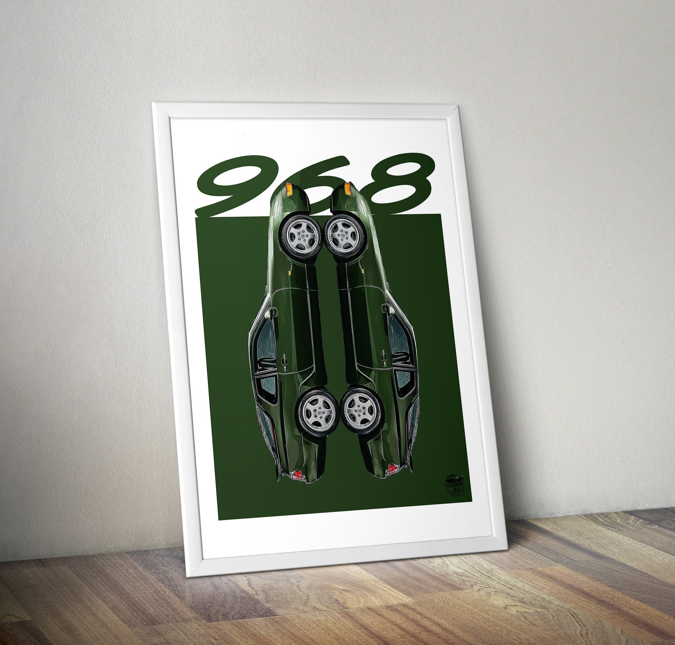 Porsche 968 Print - Oak Green - Fueled.art