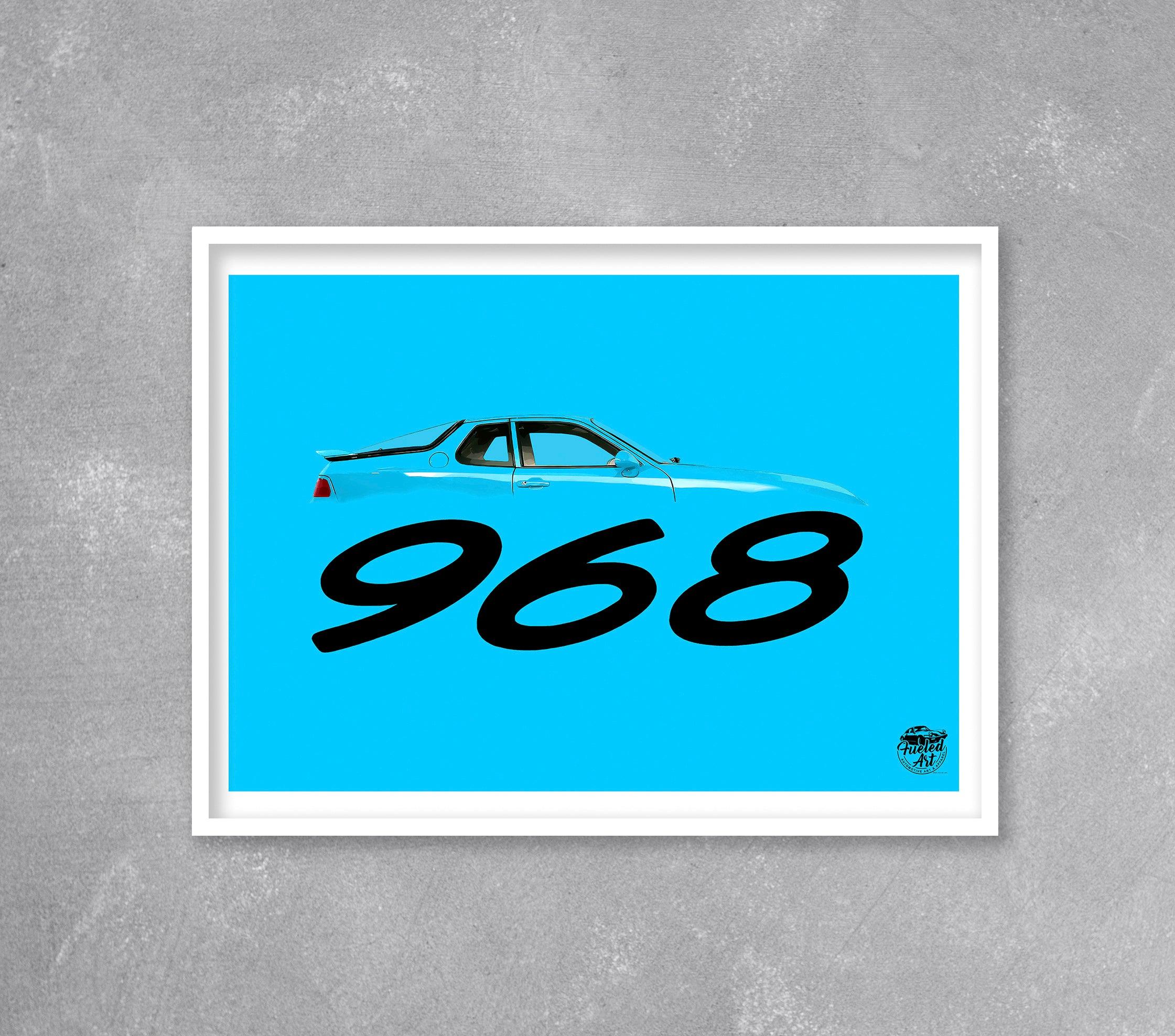 Porsche 968 Print - Riviera Blue - Fueled.art