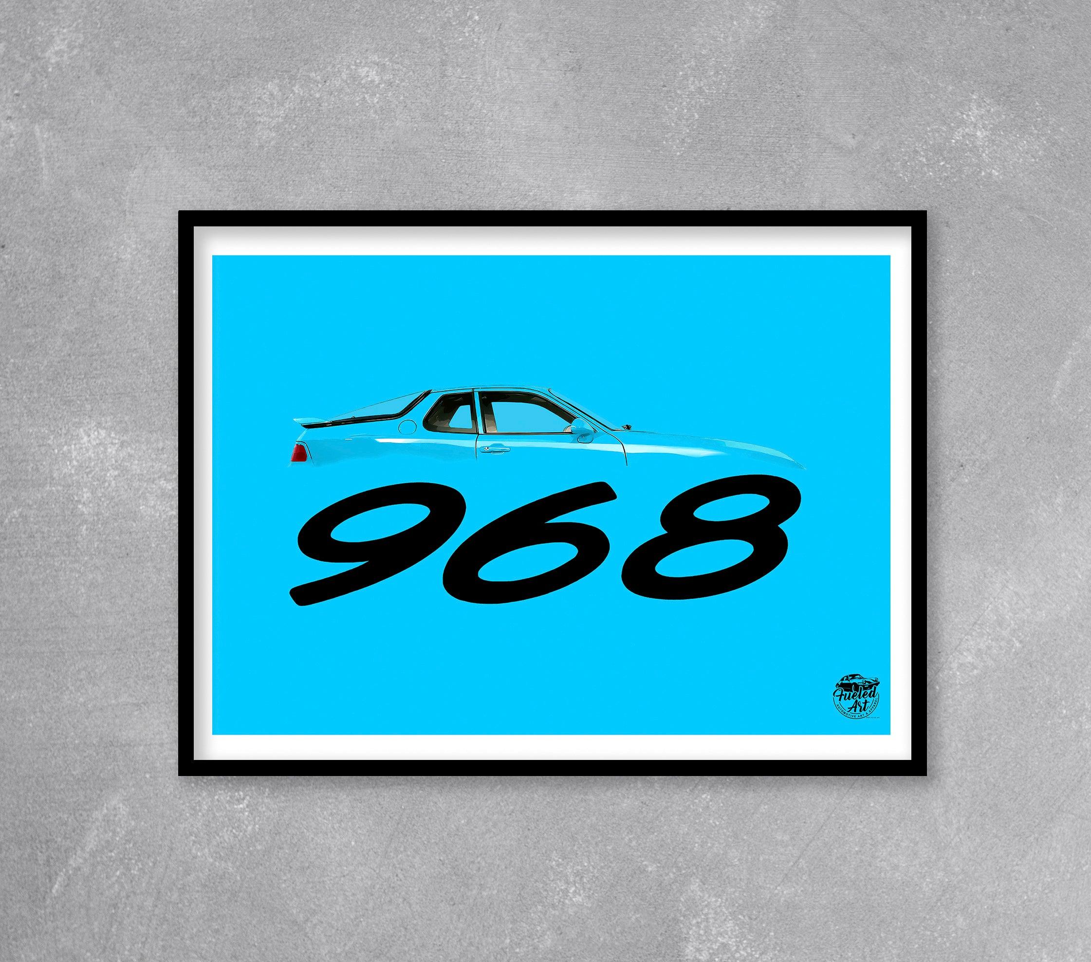 Porsche 968 Print - Riviera Blue - Fueled.art