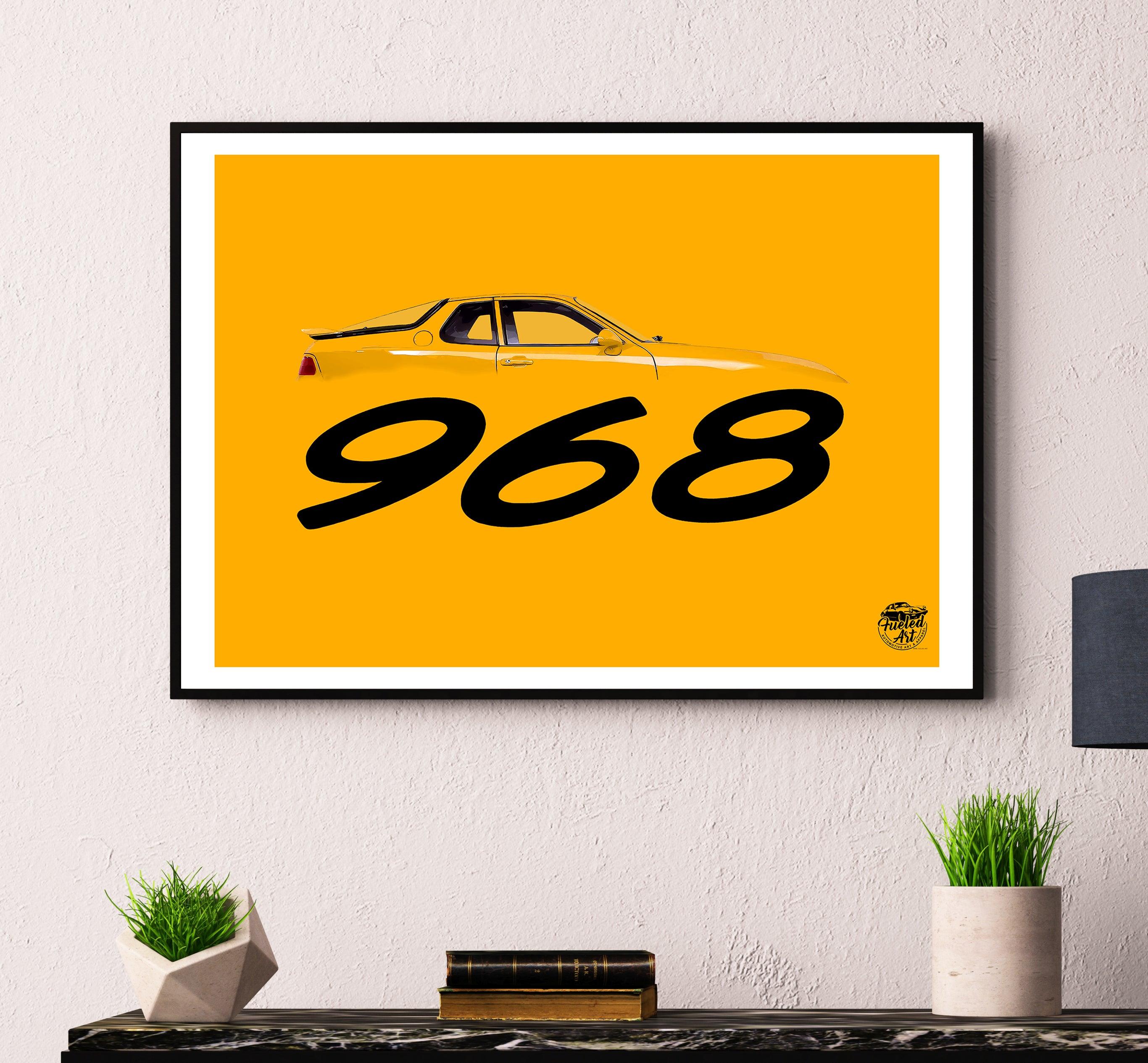 Porsche 968 Print - Speed Yellow - Fueled.art