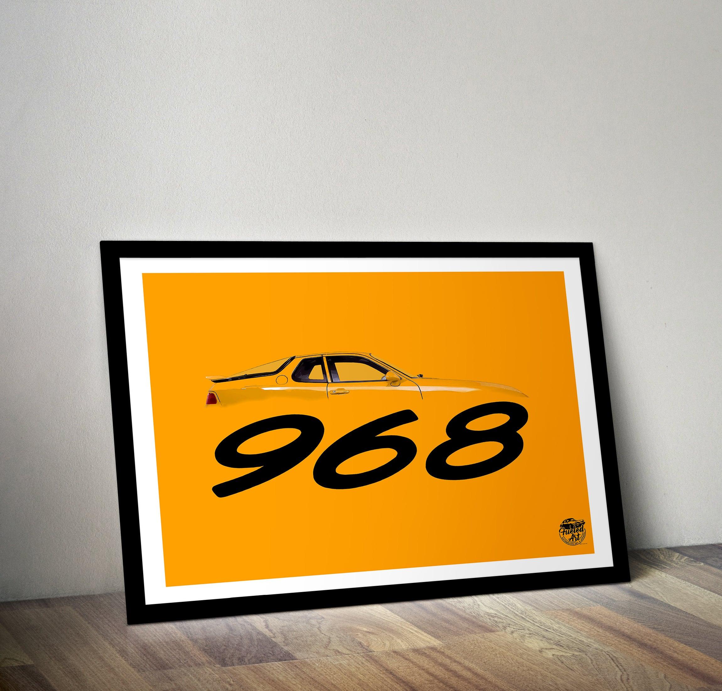 Porsche 968 Print - Speed Yellow - Fueled.art