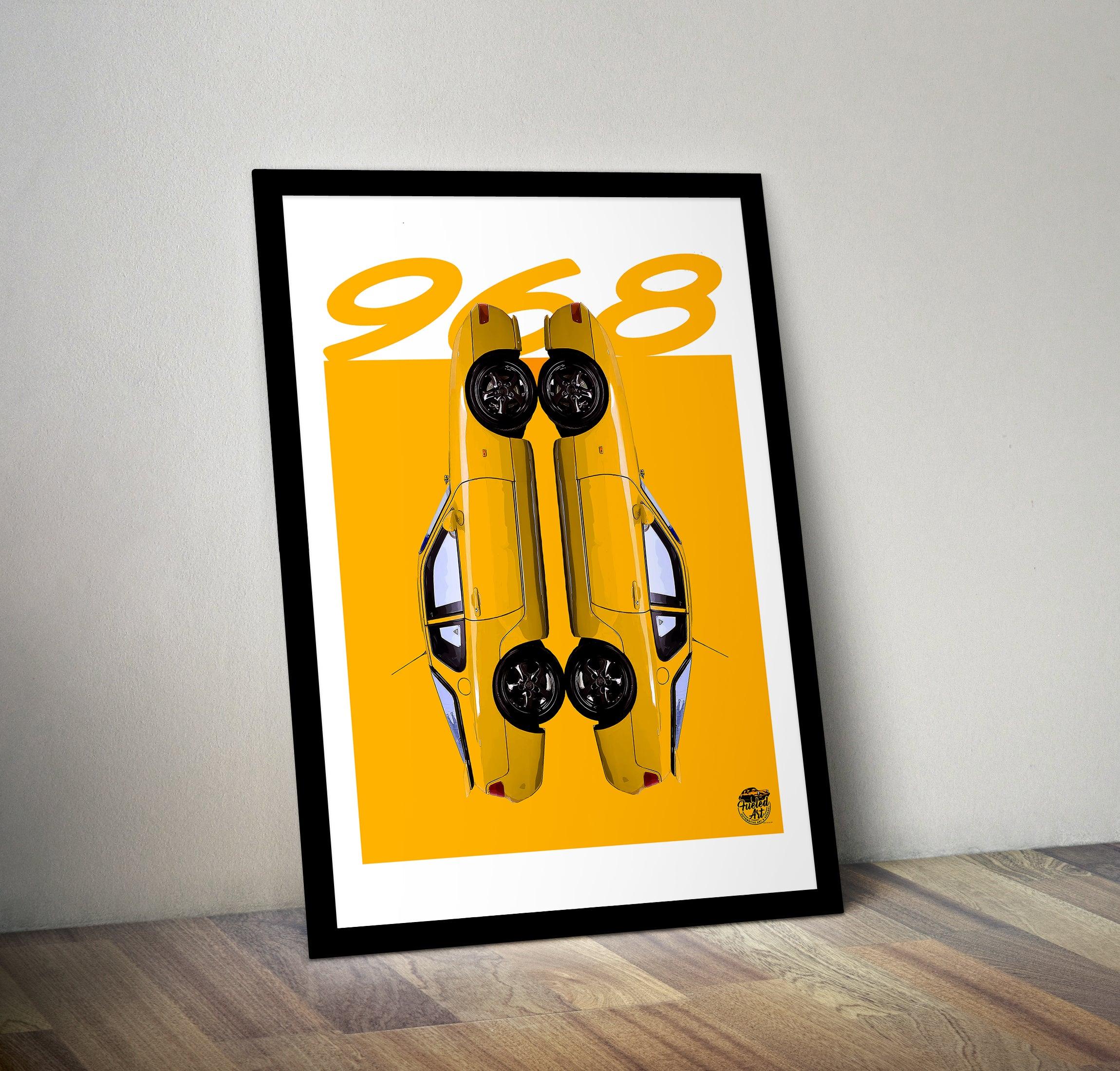 Porsche 968 Print - Speed Yellow - Fueled.art