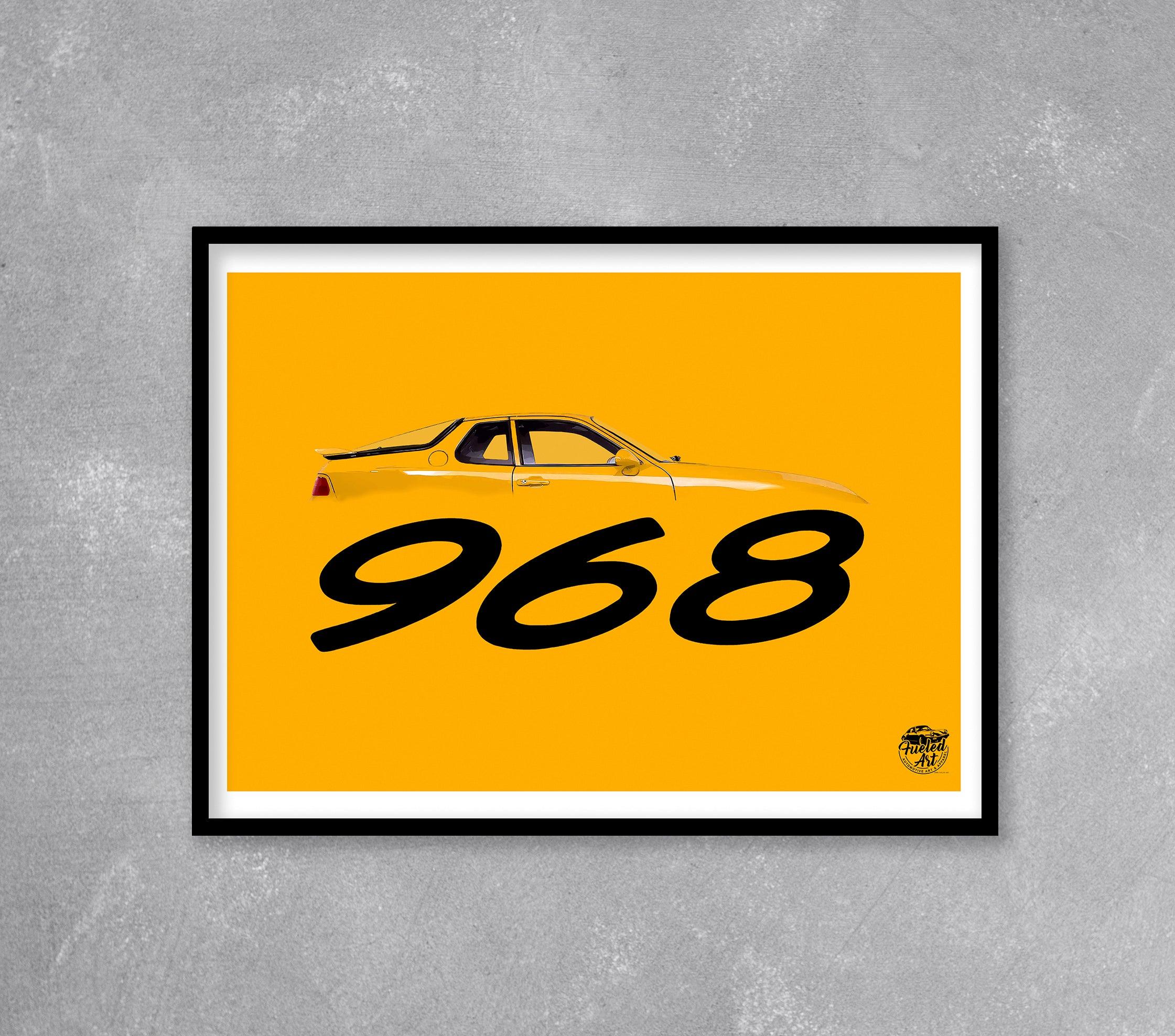 Porsche 968 Print - Speed Yellow - Fueled.art