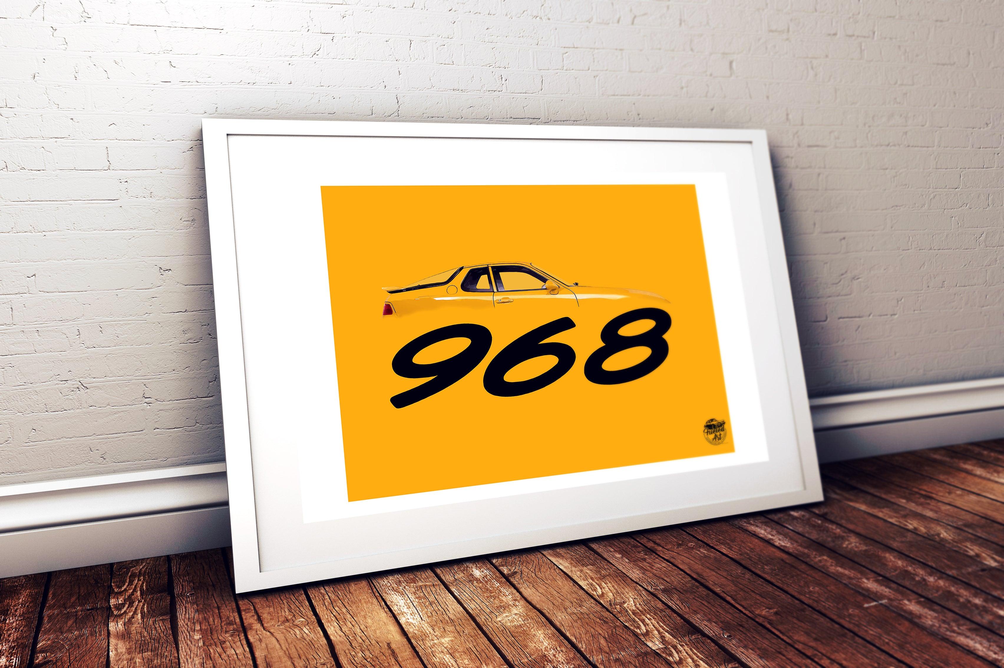 Porsche 968 Print - Speed Yellow - Fueled.art