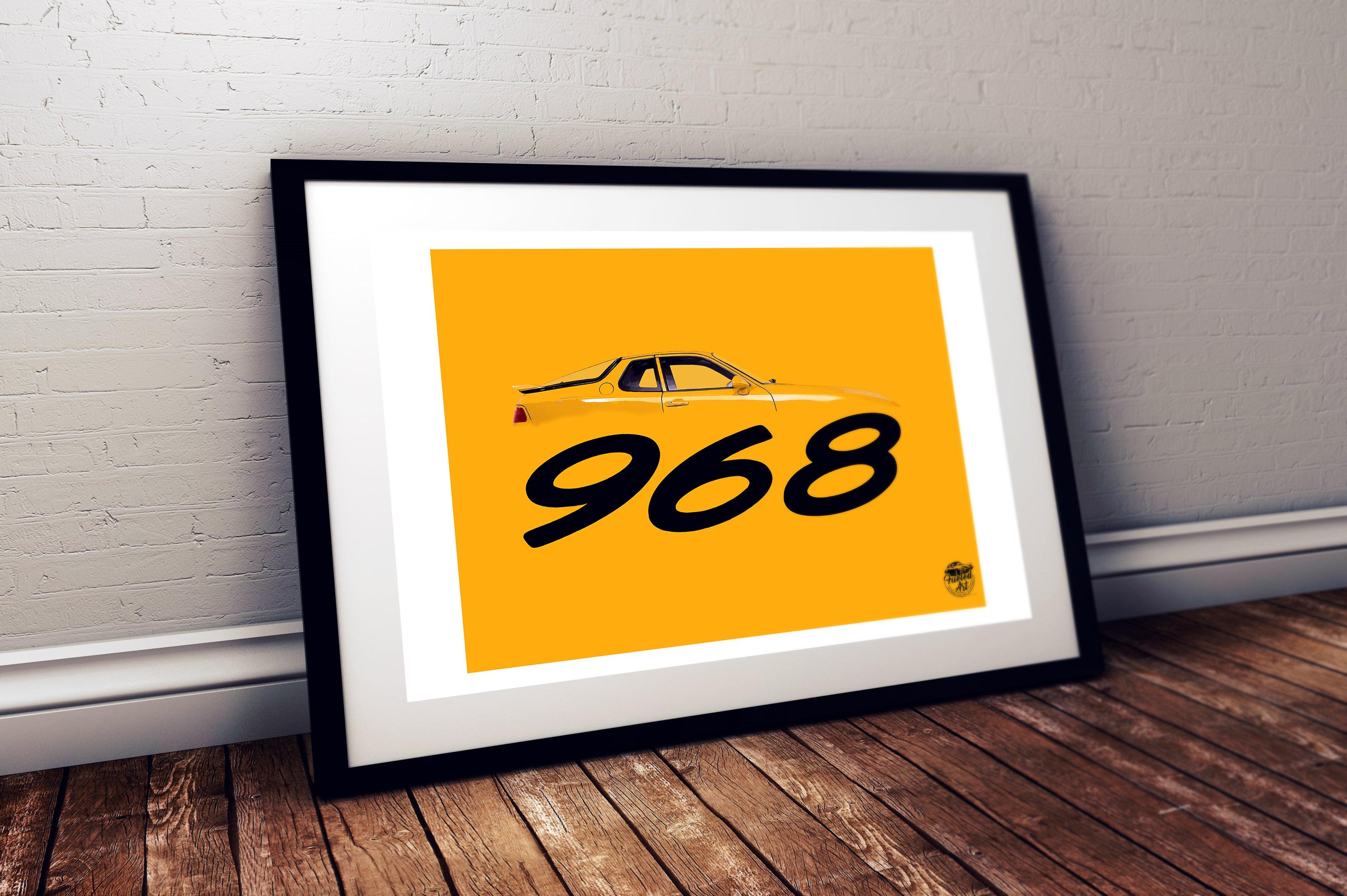 Porsche 968 Print - Speed Yellow - Fueled.art