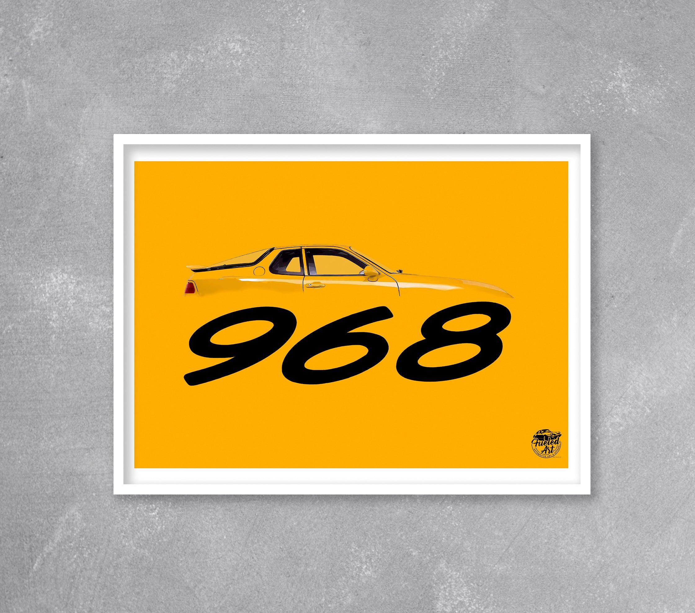 Porsche 968 Print - Speed Yellow - Fueled.art