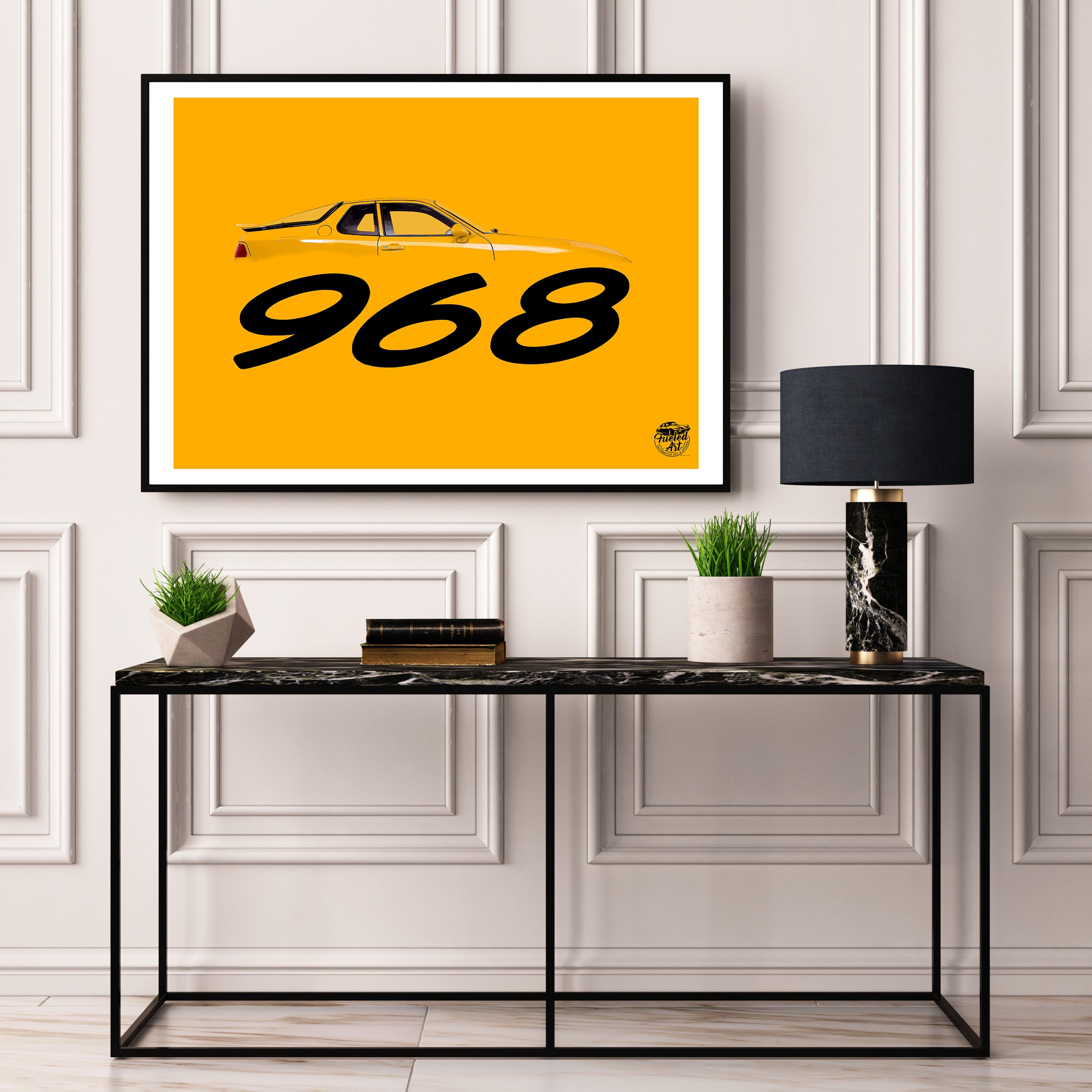 Porsche 968 Print - Speed Yellow - Fueled.art