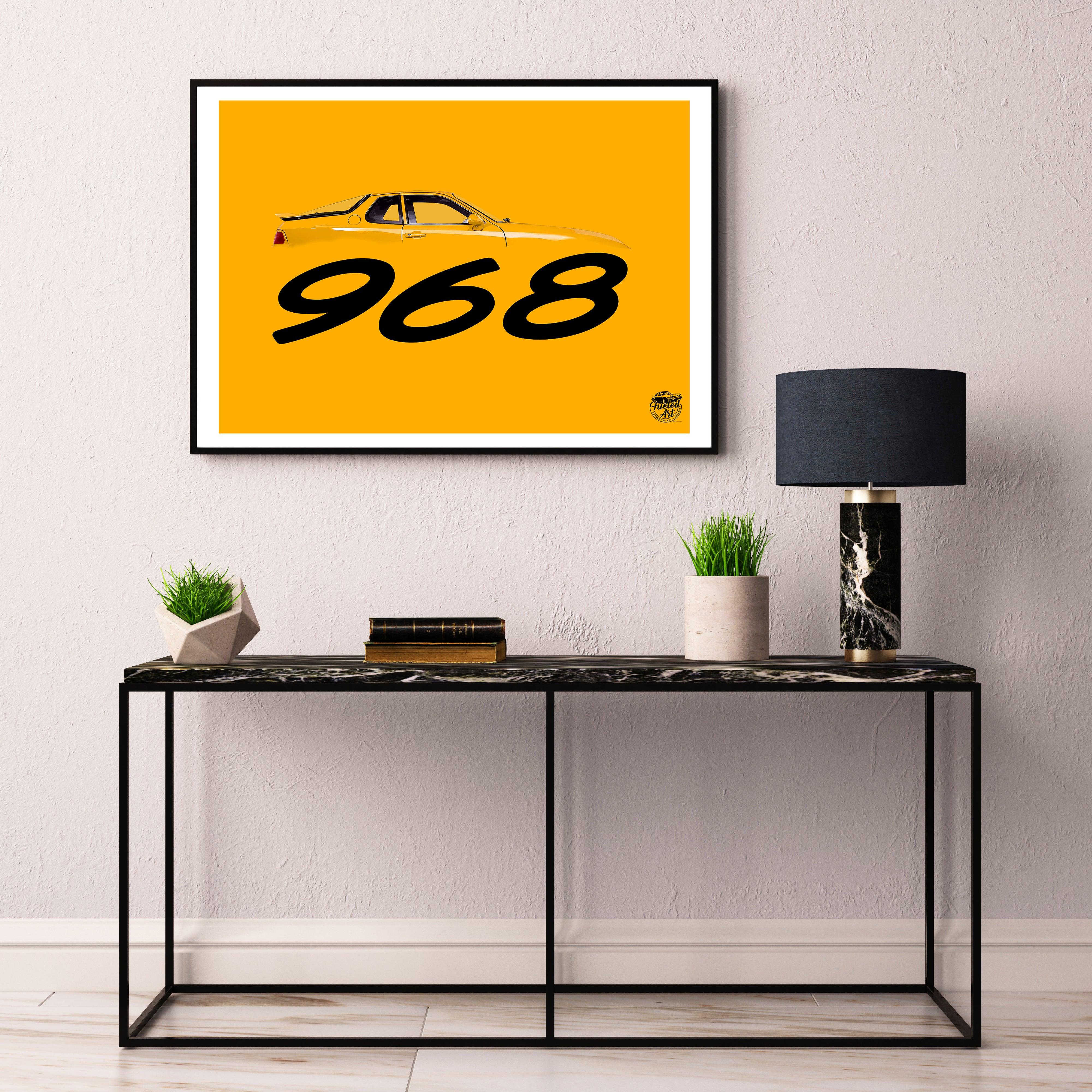 Porsche 968 Print - Speed Yellow - Fueled.art