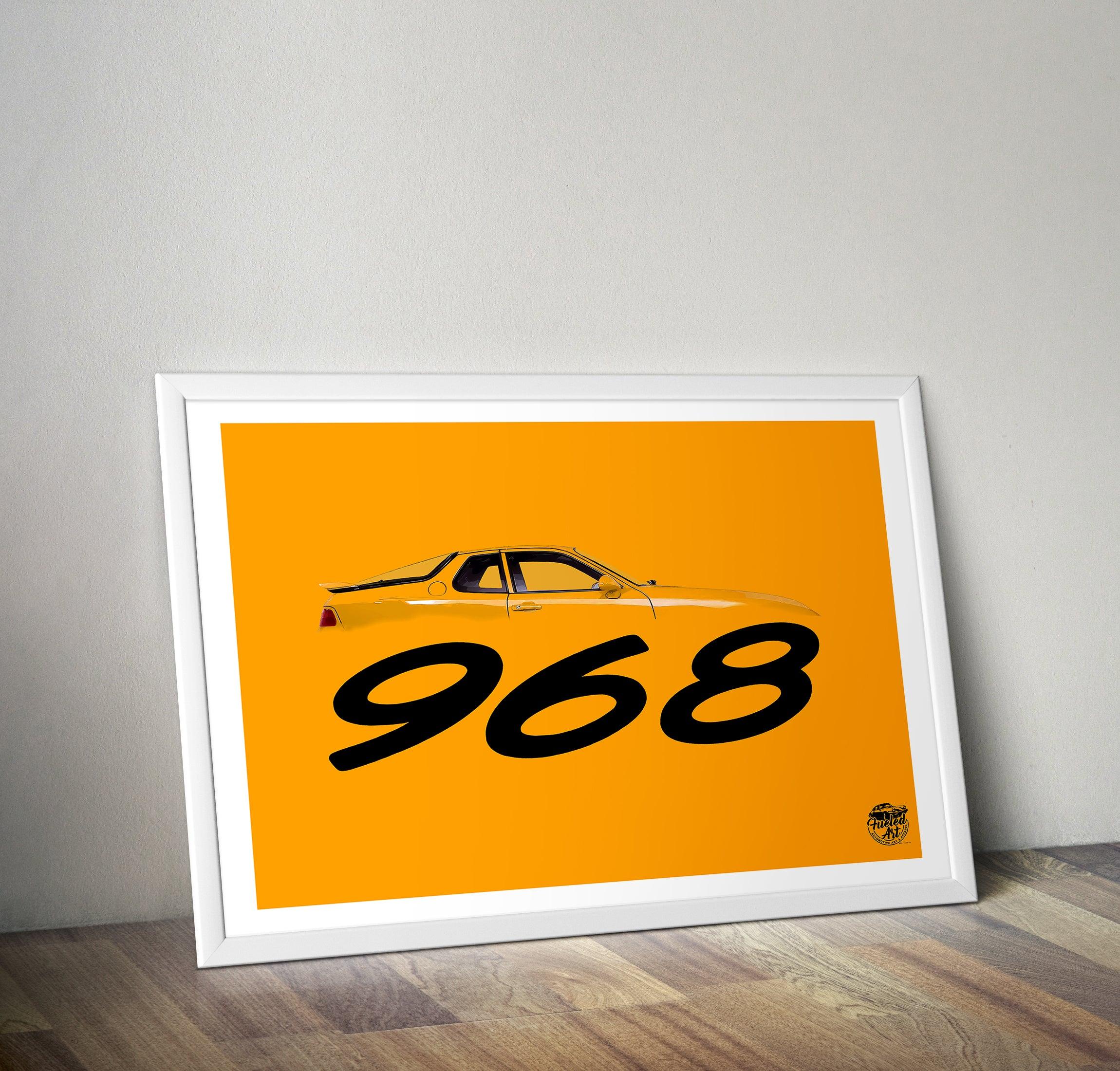 Porsche 968 Print - Speed Yellow - Fueled.art