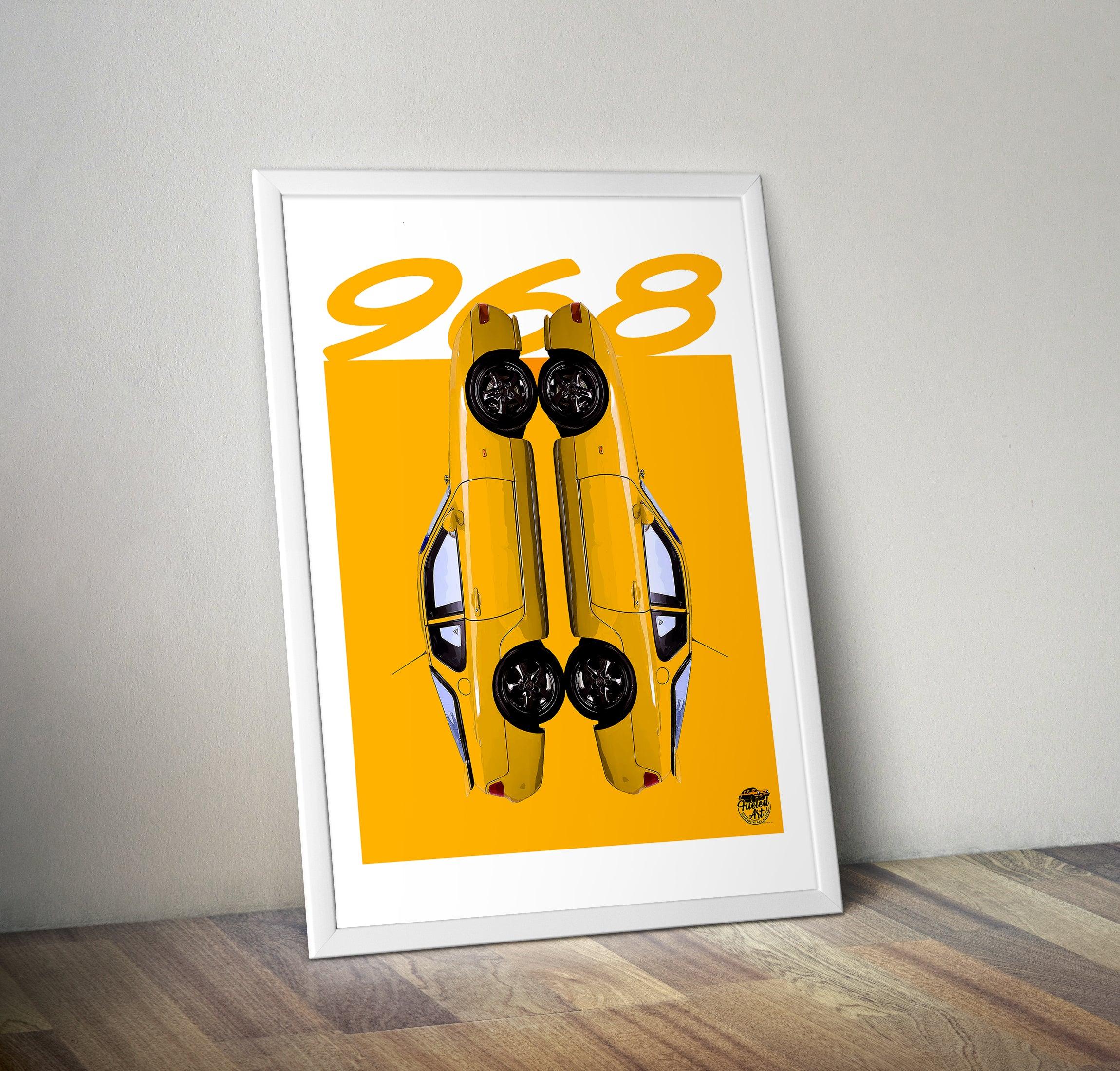 Porsche 968 Print - Speed Yellow - Fueled.art