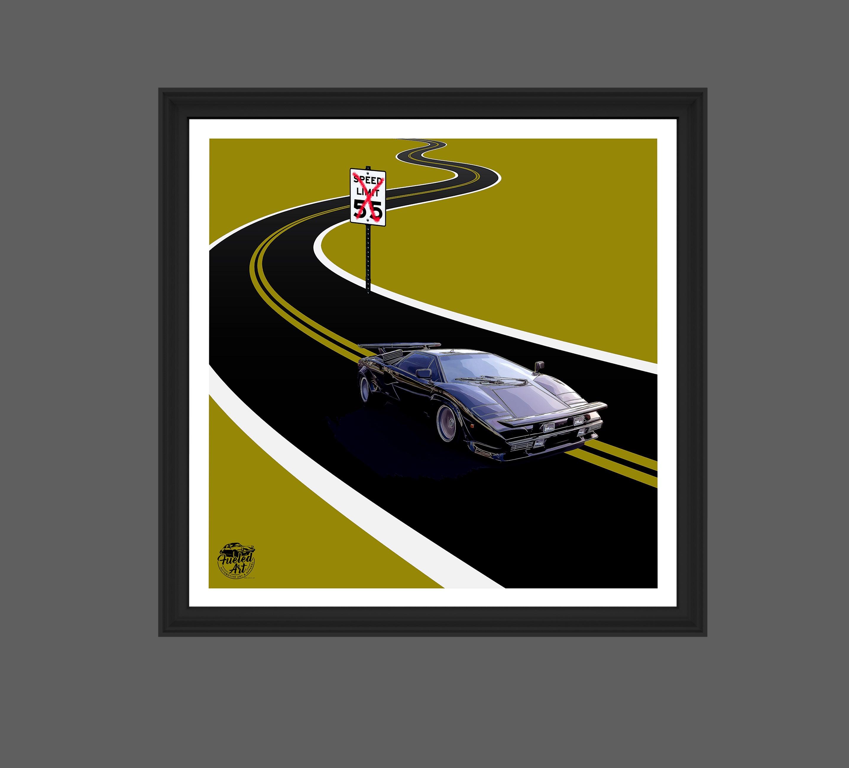 The Cannonball Run Lamborghini Countach print - Fueled.art