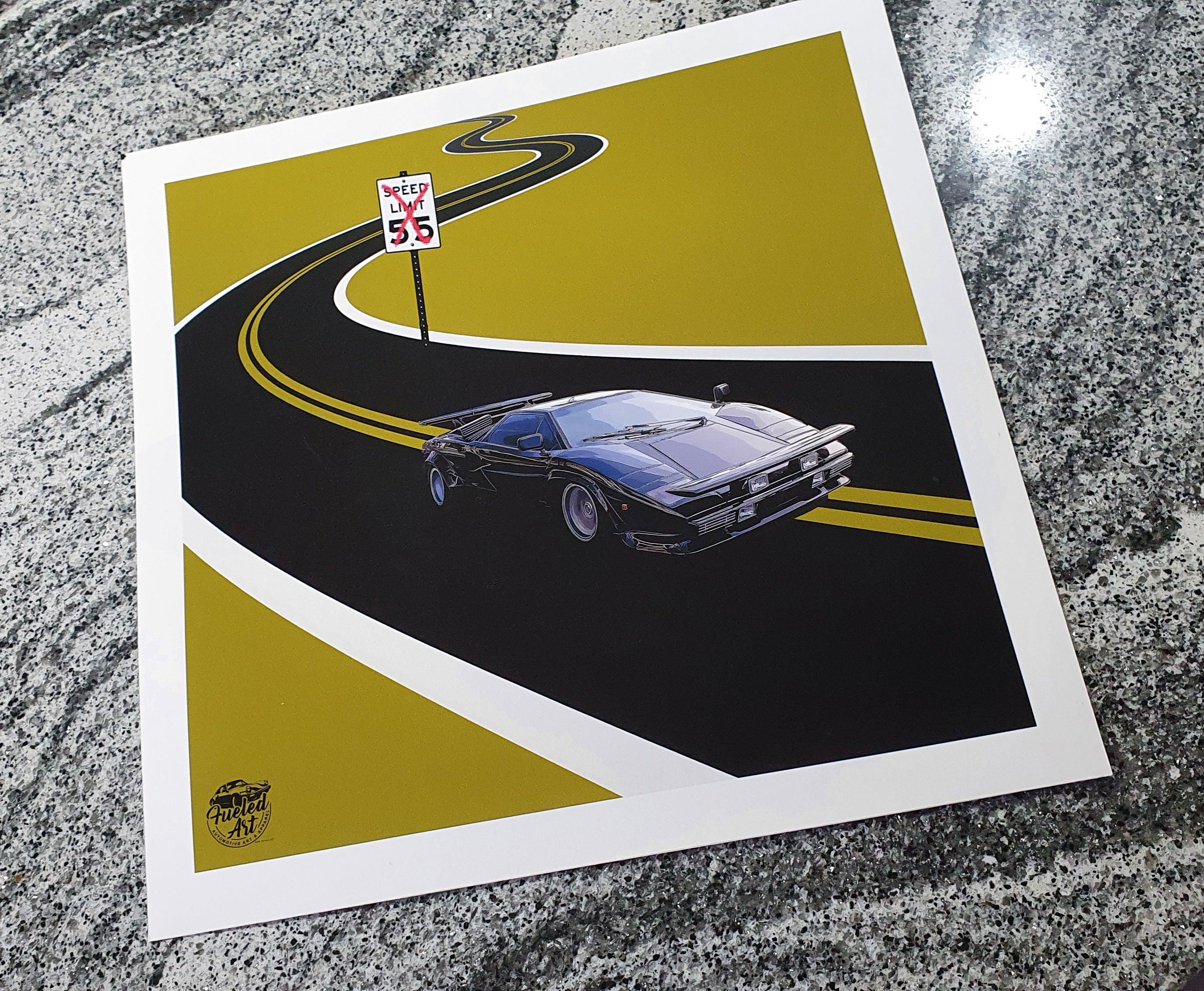 The Cannonball Run Lamborghini Countach print - Fueled.art